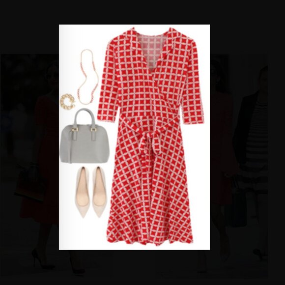 Leota Wrap Dress Anchors Aweigh Red White Chainlink Circle Rope Small Nautical - Picture 1 of 15